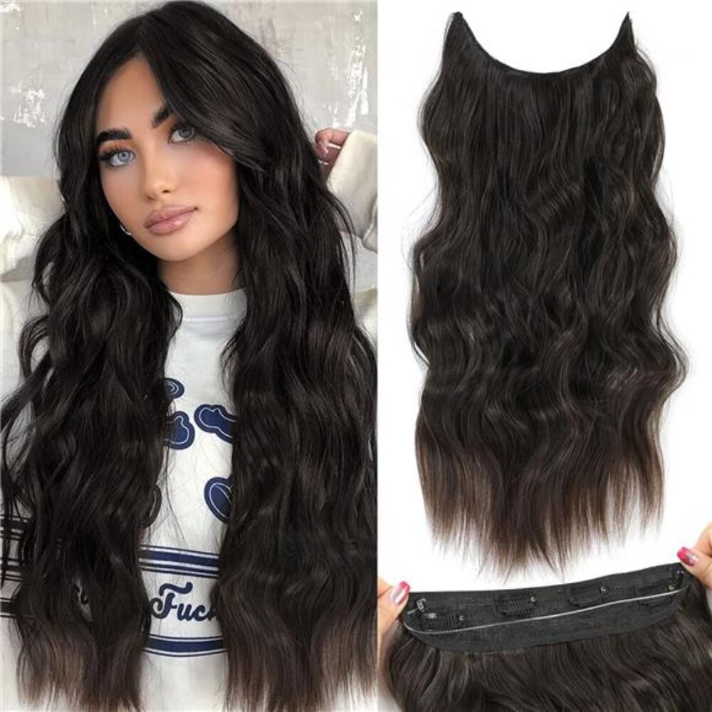 Halo Hair Extensions 20 Inch Invisible Wire Hair Extensions Adjustable Long